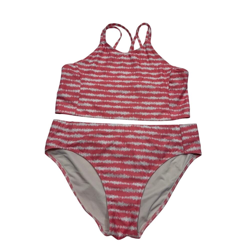 Z by Zella Girl‎ Strappy 2-piece Swimsuit Size 16 Pink Static Shibori Print